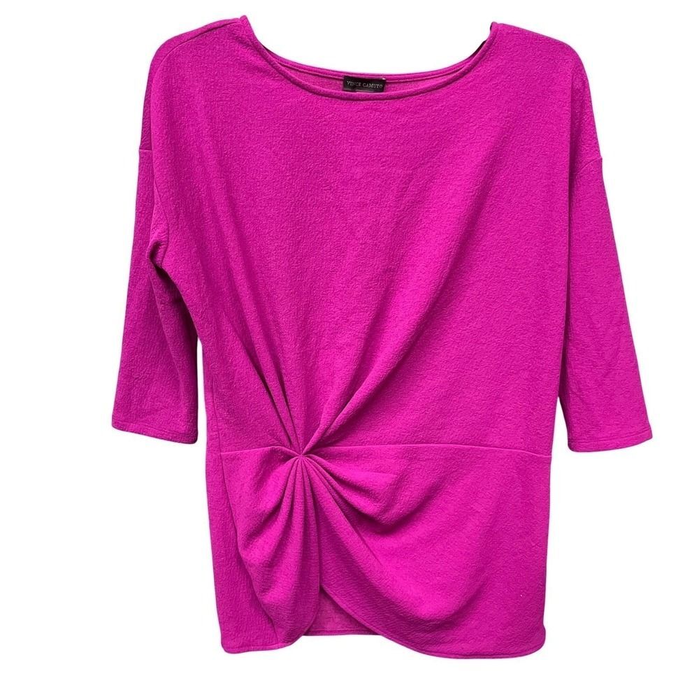 Vince Camuto Magenta Pink Front Twist Knot 3/4 Sleeve Blouse Top XS